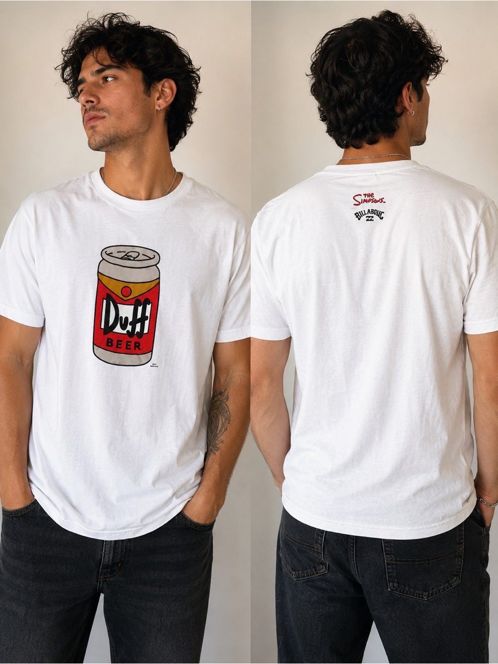 Billabong x The Simpsons Duff Beer White Graphic T-Shirt Men’s XL
